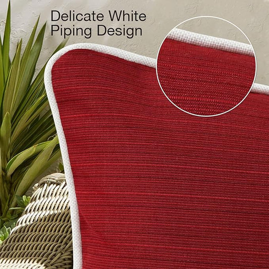 Decorative Outdoor Water Repellent Throw Pillows with Inserts, Set of 4, 20" x12" Pillows for Patio, Backyard, Bed, Couch, and Patio Furniture, Red