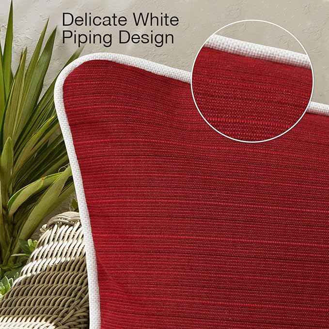 Decorative Outdoor Water Repellent Throw Pillows with Inserts, Set of 4, 20" x20" Pillows for Patio, Backyard, Bed, Couch, and Patio Furniture, Red