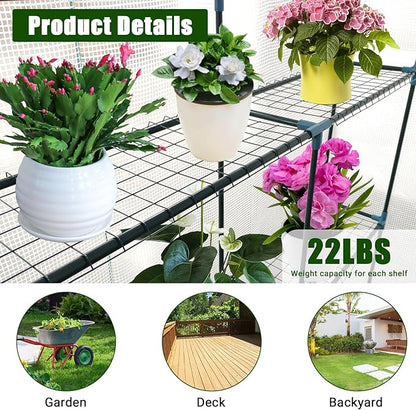 Greenhouse for Outdoors,Walk in 3-Tier 9 Shelves Green House w/ Roll-Up Zippered Door Anchors and Ropes,Waterproof & UV Protected Plant Garden Hot House for Garden Patio Backyard,57 x 85 x 76''