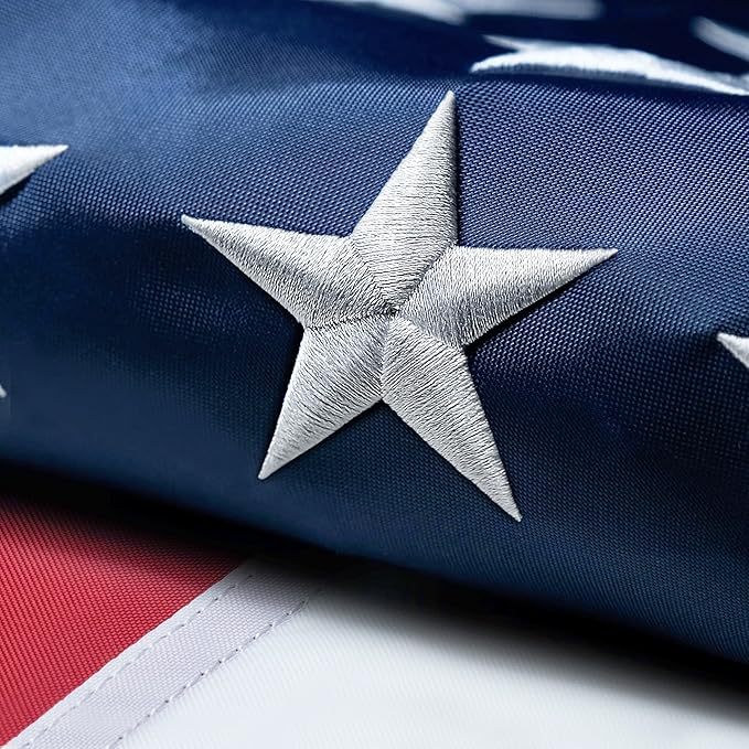American Flag 6x10 FT Outdoor, Heavy Duty High Wind Extra Large US Flag, Embroidered Stars, 3 Brass Grommets, Oversized Indestructible Tough USA Flags Suitable for Outside