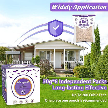 8 Pack Bat Repellent Outdoor Rodent Mouse Repellent, Peppermint Oil Bat Deterrent Repellent for Attic, Ready-to-Use Pest Repellent Scent Pouches