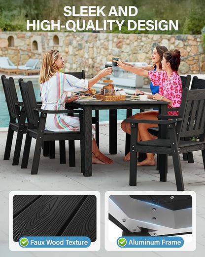 YEFU Outdoor Patio Dining Sets: Outdoor Furniture 12 Piece Dining Table Set for 10 with Umbrella Hole & Aluminum Frame - All Weather Patio 2 Table and 10 Chairs for Outside Backyard/Porch/Deck Black