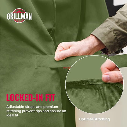 Grill Cover by Grillman, Green, 64 Inch, BBQ Outdoor Grill Covers, Charcoal & Gas Grills, Waterproof, Rip-Proof, Weather-Resistant, Anti-UV, Barbecue Cover for Weber, Genesis, Charbroil, Nexgrill, etc