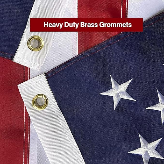 American Flag 6x10 FT Embroidered Stars, Sewn Stripes, Brass Grommets Polyester US Flag Long Lasting for Outdoor Use