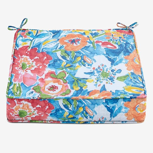 BrylaneHome Extra-Thick Seat Cushion - 23”L x 22”W x 5.5”H - Patio & Outdoor - Water, Stain & Fade Resistant - Poppy Blue