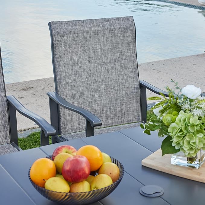 VICLLAX 3 Pieces Outdoor Dining Set, Patio Furniture Set of 2 Patio Swivel Dining Chairs and Small Dining Table with Storage Shelf, Grey Chairs & Antique Grey Tabletop