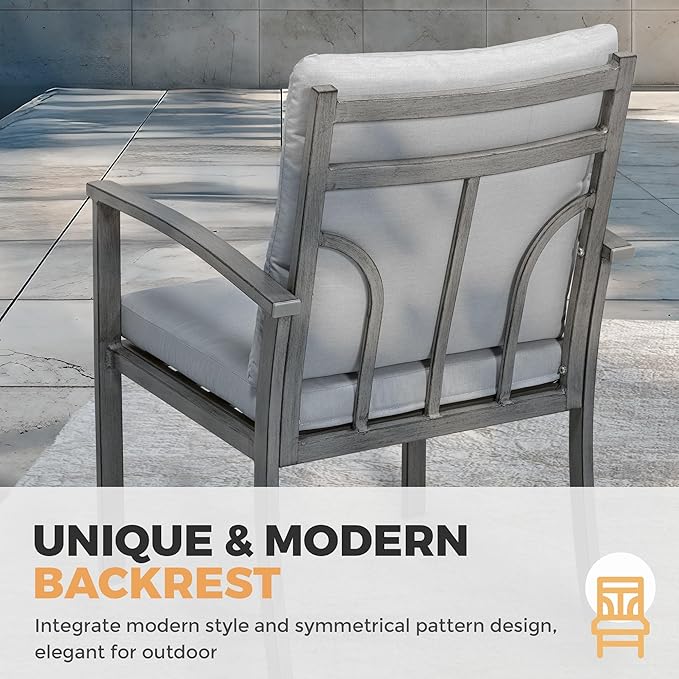 HAPPATIO 5-Piece Patio Outdoor Dining Set - All Aluminum Outdoor Patio Table and Chairs Set for 4 Includes 1 Square Dining Table and 4 Dining Chairs, Patio Outdoor Dining Set for Lawn or Garden