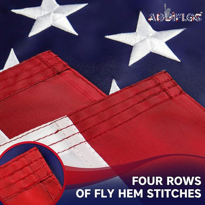 American Flag 3x5 Ft for Outside, Heavy Duty Nylon US Flag for High Wind, Durable Embroidered Stars, Sewn Stripes, Brass Grommets, Fade Resistant Waterproof USA Flags