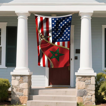 Vintage American America Usa Morocco Moroccan Flags For Outside Yard 3x5 Ft Double Sided Printed 100d Polyester Lightweight Garden Welcome Outdoor Banner Brass Grommets