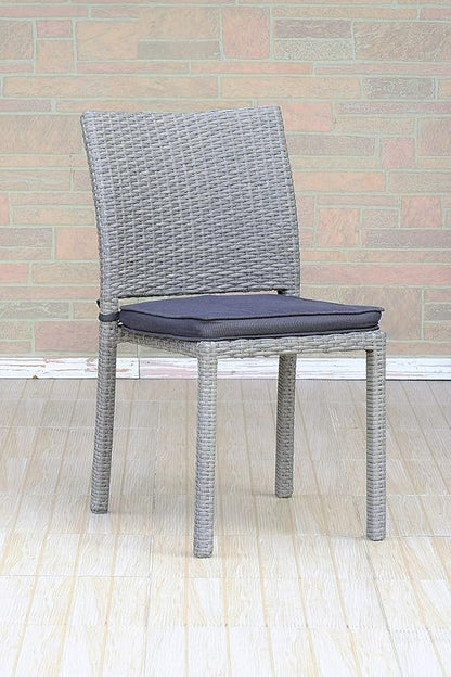 Amazonia Jefferson 9-Piece Patio Extendable Dining Table Set | Teak Finish & Light Grey Wicker Chairs with Cushion | Ideal for Outdoors and Indoors