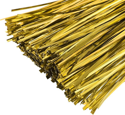 MECCANIXITY Foil Twist Ties 7" 18cm Metallic Plastic Closure Tie for Tying Bread, Candy, Cookies, Gift Bags Arts Crafts Ties Gold Tone Pack of 750