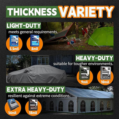 RAINDEWAY Tarps 4x10 Feet,12 Mil Sunshade Striped Tarp Waterproof,Multipurpose Poly Tarp Cover with Grommets and Reinforced Edges,Red/White Tarps