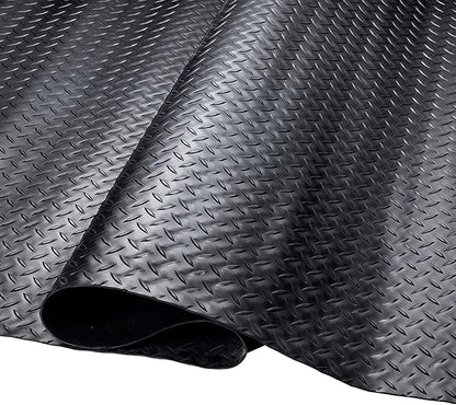 SEAL 5 x 20 Ft Premium Garage Floor Mat, Solid 2.8mm Thickened Black Commercial Grade Heavy Duty Parking Mat for Garage Floor, Golf Cart, Water/Stain Resistant Floor Runner (Embossed Diamond Plate)