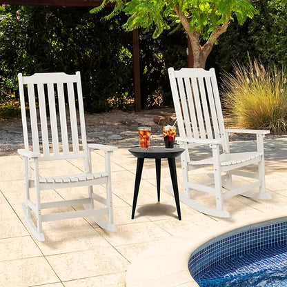 Outdoor Rocking Chairs Set of 2, Oversized All Weather High Back Porch Rocker, Patio Rockers for Outside
