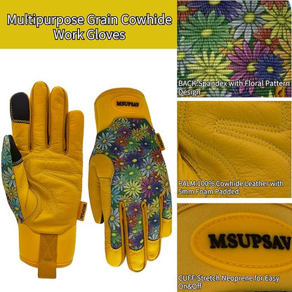 Thorn Proof&Puncture Resistant Gardening Gloves with Grip,Garden Glove for Women, Leather Yard Work Gifts