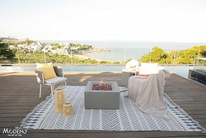 AMS Fireplace | Modeno | Ridgefield | Firepit Table | Cover and Lava Rocks Included | (Fuel; Natural Gas - Light Gray)