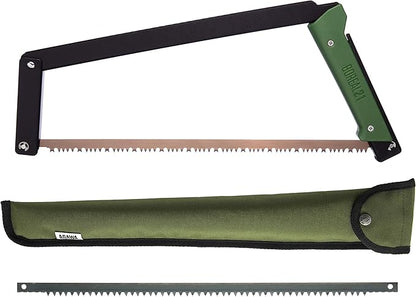 AGAWA - BOREAL21 Tripper Kit - Includes 21" Folding Saw, Nylon Carrying Case, 21" All-Purpose & 21" Aggressive Blade - For Camping, Hiking & Survival Gear (Black Frame/Green Handle)