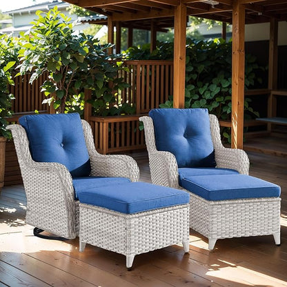 Swivel Rocker Patio Chairs：4 Pieces Patio Swivel Rocker Chairs with Wicker Armrests Patio Swivel Rocking Chair Outdoor Swivel Rocker Patio Chair