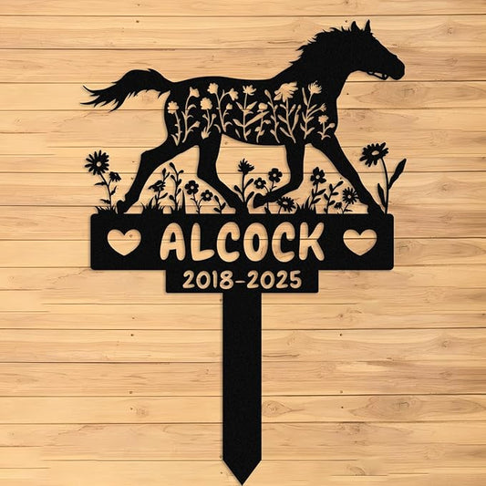 Personalized Horse Memorial Stake,Pet Plaque for Horse Lover,Metal Horse Grave Marker,Remembrance Stake,Outdoor Garden Yard Sign Horse 8inch