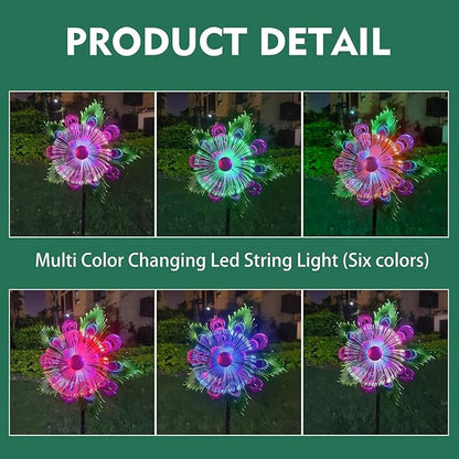 Solar Peacock Wind Spinners for Yard and Garden, 40 Inch Solar Windmill Garden Whirligig Kinetic Spinners Decor for Lawn,Patio&Yard, Metal Whirligigs Purple Wind Spinners Outdoor
