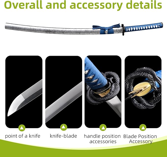 A True Samurai Sword, Made of 1095 high Carbon Steel with Sharp Blades, Suitable for Martial Artists and Players to Collect, Full of Tang Dynasty
