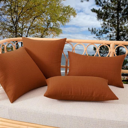 Kevin Textile Pack of 2 Outdoor Waterproof Pillow Covers Checkered Decorative Cushions Sham Throw Pillowcases Shell for Patio Tent Garden Couch Bed Sofa 16x16 Inch Burnt Orange