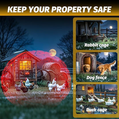 Solar Powered Racoon Repellent Devices with Flashing Lights, Waterproof Coyote Deterrent Device Energy-Efficient Predator Lights for Chicken Coop