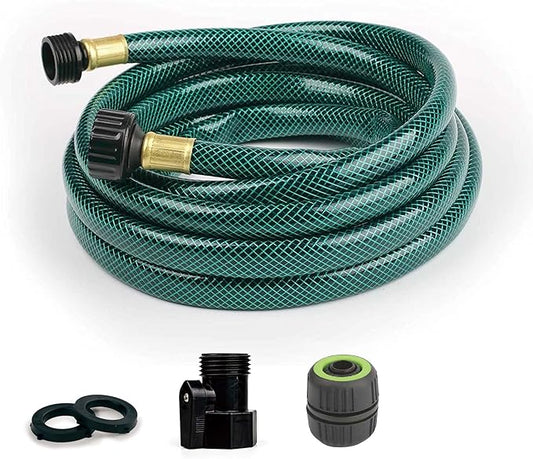 Garden Hose Durable for Patio Cleaner: Heavy Duty 15 FT 1/2 Inch PVC Hose with GHT Fittings for High-Pressure Watering Tasks