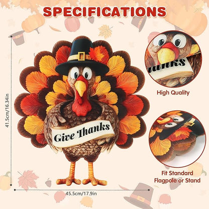Thanksgiving Garden Flags 12x18 Inch Double Sided, Fall Turkey Yard Flags for Outside, Farmhouse Front Porch Outdoor Autumn Decor Holiday All Seasons Decoration