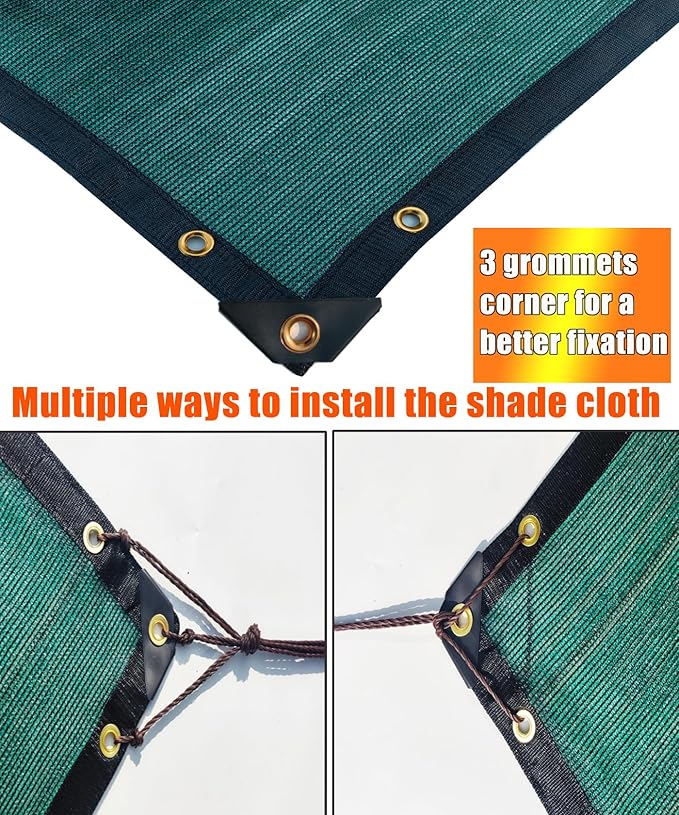 E.share 90% Heavy Duty Shade Cloth for Garden, 20 Ft X 10 Ft Sun Shades Outdoor Patio with Grommets for Plant Covers,Porch Screen,Pergola Shade Cover,Greenhouse,Green