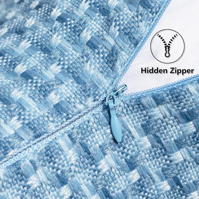 Kevin Textile Outdoor Waterproof Throw Pillow Covers Pack of 2 Farmhouse Decorative Cushion Covers for Garden Patio Tent Balcony Bench Couch Sofa 12x20 Inch, Light Blue