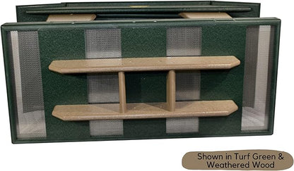 DutchCrafters Poly Post Mount Extra Large Double Hopper Bird Feeder, Outdoor Wild Bird Feeder for Outside, USA Amish Made (Turf Green & Cedar)