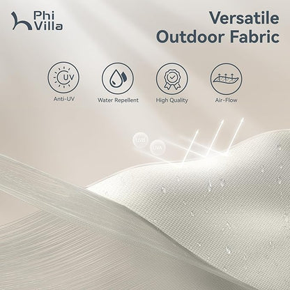 PHI VILLA 13ft Large Patio Umbrellas, Double-Sided Outdoor Market Rectangle Umbrella for Outside, Ivory