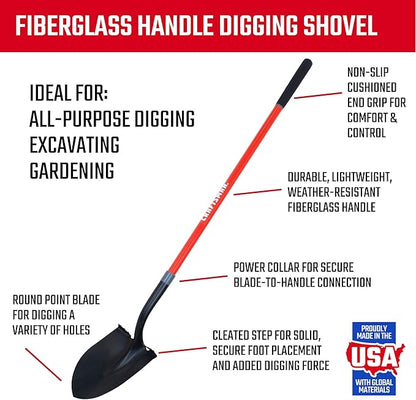 Craftsman 2-Piece Garden Tool Set with Digging Shovel and Bow Rake, Fiberglass Handles, Cushion Grips, for Landscaping, Gardening & Construction
