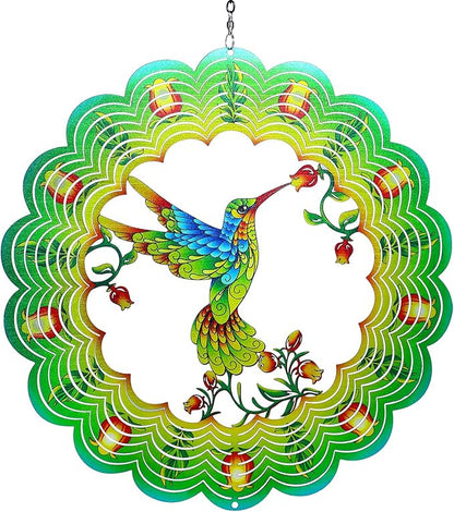 Hummingbird Wind Spinners Hummingbird Gifts for Women/Men 12 inch 3D Stainless Steel Hanging Wind Spinner Metal Bird Wind Catchers Kinetic Sculpture for Indoor/Outdoor Decor,Yard Art,Garden Decoration