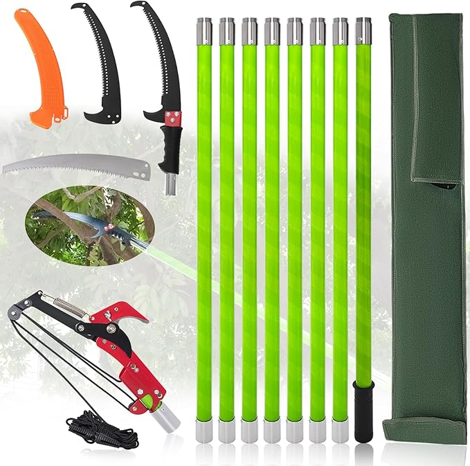 Tree Pruner Pole Saw for Trimming, 7.3-27ft Manual Extendable Tree Trimmer, Ideal for Palms and Shrubs