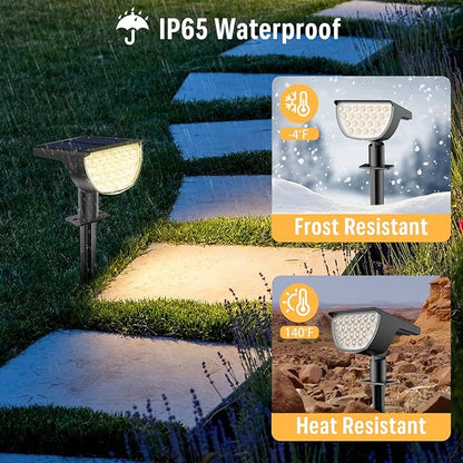 Solar Lights Outdoor Waterproof IP65, 76 LED 3 Lighting Modes Solar Spot Lights Outdoor Yard Garden Landscape Pathway (Warm White, 6 Pack)
