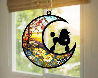 Personalized Dog Memorial, Custom Name Poodle Dog Christmas Ornament with Name, Custom Breeds, Pet Loss Light Catcher, Gifts for Lovers Loss of Pet Sympathy on Mothers Day Christmas