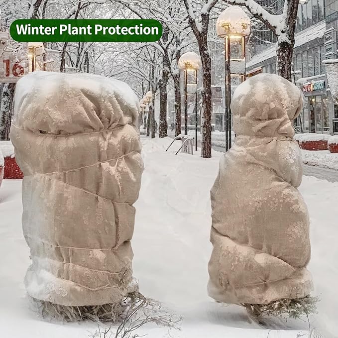 Agfabric Natural Burlap Fabric Roll,54 inch X 60 Feet Tree Wraps for Winter,Burlap Plant Covers for Trees and Shrubs Winter Protection,Garden Fabric