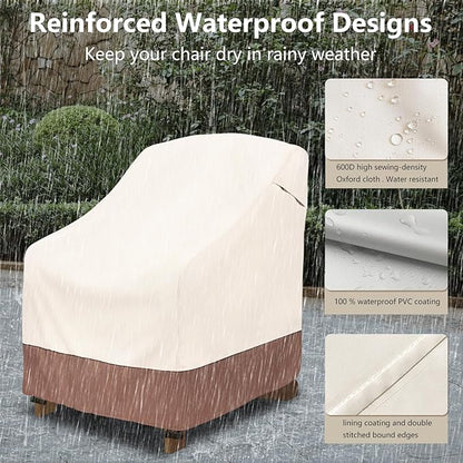 okcool Patio Adirondack Chair Cover 2 Pack,Waterproof Heavy Duty Outdoor Chair Covers,Patio Adirondack Chair Cover for Outdoor Chair,(35 W x 37 D x 36 H inches),Beige & Brown