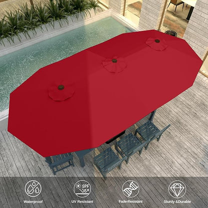 13FT Double Sided Patio Umbrella with LED Lighted