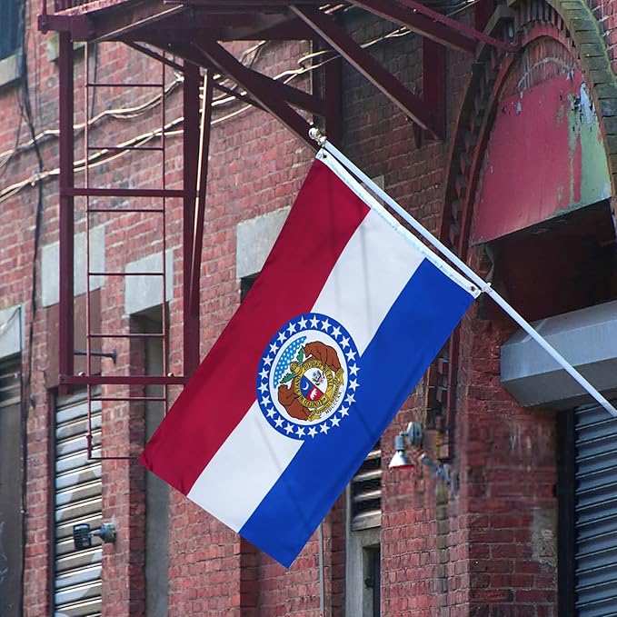 AMZFLAG Missouri Flag 3x5 Feet Outdoor 3 Ply Polyester Missouri State Flags MO Double Sided, Vivid Color Heavy Duty State of Missouri Flags with 2 Brass Grommets