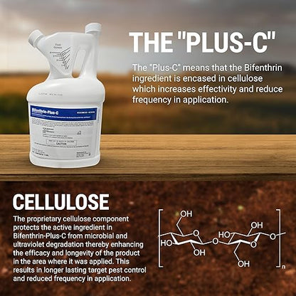 Bifenthrin-Plus-C Insecticide (96 oz) - Roach Killer Indoor Infestation, Termite Treatment, Ant Control & Wasp Spray - Home Pest Control, Residential, Commercial, and Industrial Use