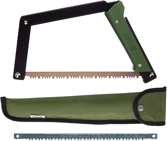 AGAWA - BOREAL15 Tripper Kit - Includes 15" Folding Saw, Nylon Carrying Case, 15" All-Purpose & 15" Aggressive Blade - For Camping, Hiking & Survival Gear (Black Frame/Green Handle)