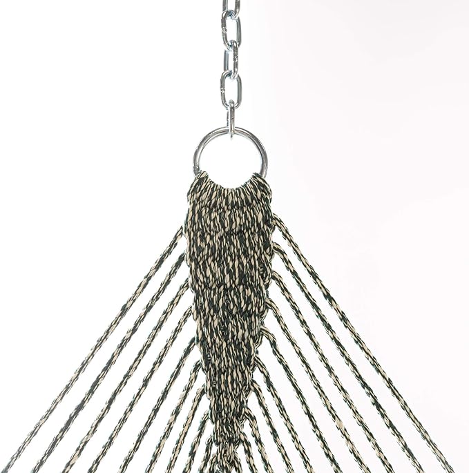 Original Pawleys Island Deluxe Green Oatmeal Heirloom DuraCord Rope Hammock – 13 ft. x 65 in, 2-Person, 450 lb Capacity, Oak Spreader Bar, Zinc-Plated Hardware, Handcrafted in The USA