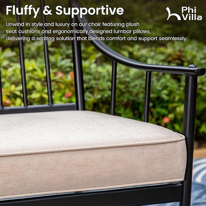 PHI VILLA Swivel Chairs Set of 6 Patio Dining Rocker Chair with Cushion Rocking Patio Furniture for Garden Backyard Bistro, Beige