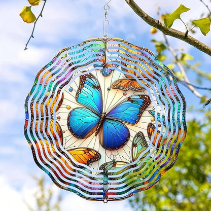3D Butterfly Wind Spinners Outdoor Stainless Steel Hanging Wind Spinner Decorations Metal Garden Art for Patio Garden Yard and Indoor Spaces Butterfly Gifts for Mom Wife Women Grandma