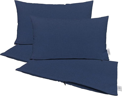 RSH DECOR: Sunbrella Lumbar Pillow Covers Set of 4 | 20" x 12" | Outdoor Canvas Navy