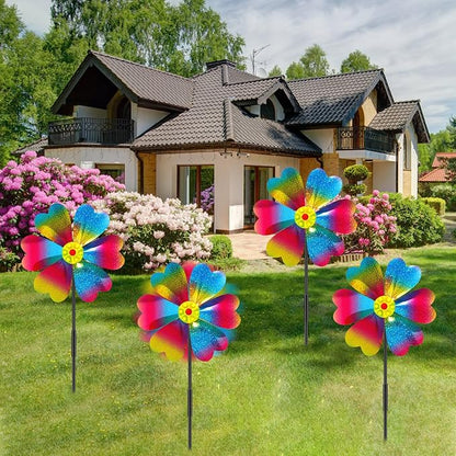 4PCS Wind Spinners for Yard and Garden, Sparkly Lawn Yard Decorations Pinwheels Colorful Whirligigs Windmill for Christmas Outdoor Decor (Sparkly)