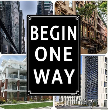 12x16" Begin One Way Parking Lot Sign - High-Intensity Grade Aluminum, Weatherproof & Fade-Resistant, Ideal for Outdoor & Indoor Use - Curbside Sign